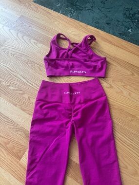 Alphalete Magenta Strappy Sports Bra and High-Waist Leggings Set